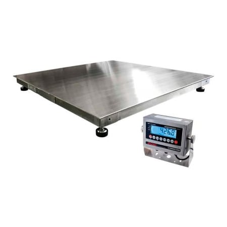 Optima Scale Mfg. Optima 916 Series NTEP Stainless Steel Heavy Duty Pallet Scale W/LCD Indicator, 4'x4', 5,000lb x 1lb OP-916SS-4x4-5LCD